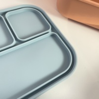Boîte à lunch en silicone à 4 compartiments de 1200 ml - Anti-fuite - Compatible micro-ondes - Réchauffable - Écologique - Plateau bento de qualité alimentaire pour enfants