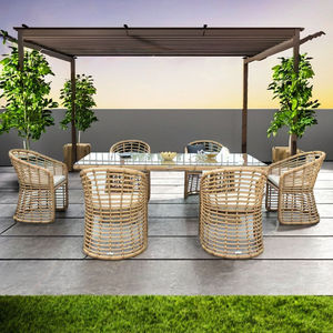 Luxury Garden <b>Patio</b> Sofa <b>Set</b> with Teak Wood Structure and Rattan Weaving - Product Image 1