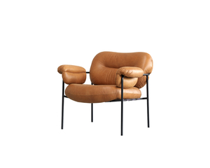 Fauteuil en cuir moderne de style minimaliste, brun, pour salon extérieur, chaises de salon de haute qualité, design personnalisé - Product Image 4
