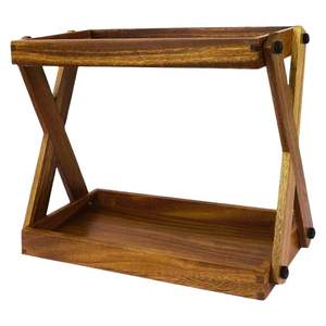 ชั้นวางของพับได้สองชั้นทำจากไม้เนื้อแข็งคุณภาพสูง สำหรับจัดเก็บของในครัว ห้องน้ำ ห้องนั่งเล่น และสำนักงาน - Product Image 1