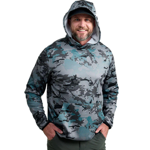 Top Selling Friendly Recycled Material Blue Moisture Wicking <b>Mens</b> Hoody <b>Long</b> Sleeve <b>T</b> <b>Shirts</b> - Product Image 3
