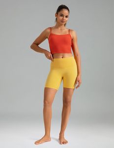 Shorts Deportivos de Cintura Alta para Mujer, Color Amarillo Sólido, Tejido Elástico, Ajuste Deportivo, Cintura Elástica, Sin Costuras - Product Image 1