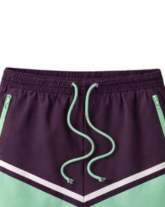Purple And Mint Green Color Block Mens Drawstring Shorts Zipper Pocket Casual Summer Beach <b>Athletic</b> Quick Dry Comfortable Shorts - Product Image 6