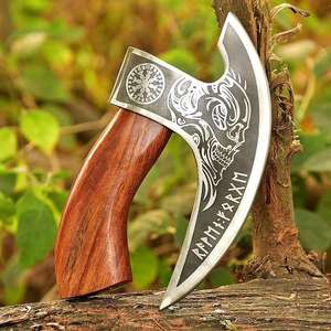 Cuchillo para Pizza Vikingo Industrial Hecho a Mano STEEL CRAFT SCL, Cuchilla de Acero con Alto Contenido de Carbono, Mango de Madera de Palisandro, Funda - Product Image 2