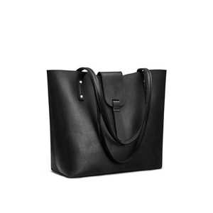 Bolso Tote Casual Minimalista de Cuero Genuino para Mujer con Cierre de Cremallera |   Bolso de Hombro Impermeable y Portátil para el Trabajo Diario - Product Image 3