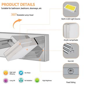Modern Chrome 7-<b>Light</b> LED Vanity <b>Light</b> Sleek Minimalist Wall Sconce for <b>Bathroom</b> <b>Mirror</b> Energy Efficient - Product Image 6