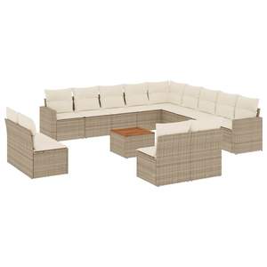Conjunto de Sofás Modulares Grandes de Ratán Sintético PE Beige para Jardín, Muebles Modulares Cómodos para Exteriores - Product Image 2