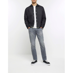 Jeans Homme Personnalisés OEM en Gros, Gris Coupe Slim, Délavé Clair, Qualité Export Supérieure, Denim Vintage pour Été Hiver - Product Image 1