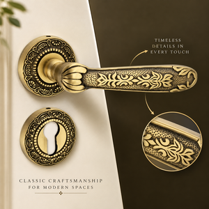 Poignée de porte décorative à levier finition mate antique sur roseau, pour portes résidentielles, commerciales, intérieures et architecturales - Product Image 1