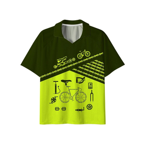 Unisex Green Full Print Cycling Shirt Short Sleeve Turn-down Collar Breathable <b>Polyester</b> Regular Fit All Seasons - Product Image 1