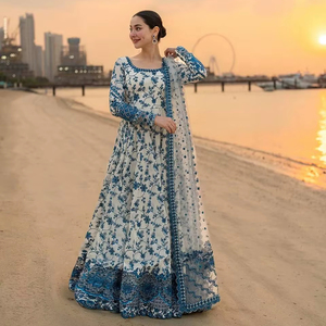 ชุดสัลวาร์หรูหราจาก PRYOSHA EXPORT สำหรับผู้หญิง สไตล์อินเดีย/ปากีสถาน เหมาะสำหรับงานปาร์ตี้ งานแต่งงาน ฤดูหนาว ฤดูร้อน ดีไซน์สวยงาม แห้งเร็ว ความยาวคลุมเท้า - Product Image 1
