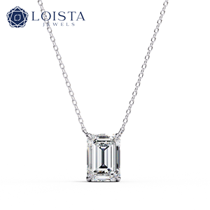 LOISTA สร้อยคอจี้เพชรทรงเอเมอรัลด์ ทองคำขาว ได้รับการรับรองจาก GIA เพชรธรรมชาติ เครื่องประดับหมั้นสำหรับผู้หญิงแบบคลาสสิก - Product Image 2