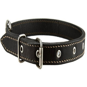 Collar de perro de cuero suave y cómodo acolchado de diseño clásico en todos los tamaños y colores personalizados a precio mayorista de India - Product Image 1