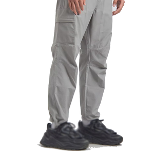 Men Gray Elastic Waist Cargo Pants Multiple Pockets Breathable Quick Dry Lightweight Casual Joggers Autumn Wear - Product Image 2