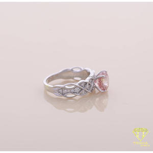 Anillo de Compromiso con Nudo Celta y Diamante Rosa Cultivado en Laboratorio, Corte Redondo, en Oro Blanco de 14K, Anillo de Promesa Vintage para Mujer - Product Image 4