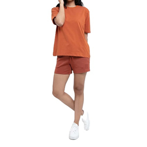 กางเกงขาสั้นผู้หญิงดีไซน์ใหม่ สีพื้น ผ้าถักเนื้อฝ้าย เอวกลาง ทรงหลวม รูดเชือกผูก แห้งเร็ว สปอร์ต แคชชวล ระบายอากาศได้ดี - Product Image 5