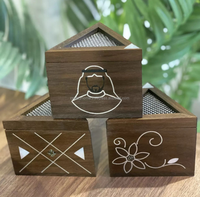 Brûleur d'encens religieux artisanal de luxe en bois d'agar, forme triangulaire, écologique, parfum benzoin et lavande