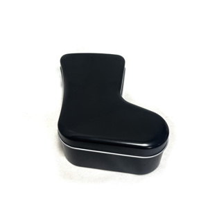 Custom Printing <b>Christmas</b> Stocking Shaped Metal Tin <b>Box</b> Black Sock Shaped Storage Container for Candy Cookie Gift Packaging - Product Image 1