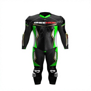 Traje de cuero de vaca premium de una pieza para motociclismo, con protectores y joroba, ideal para carreras y días de pista. - Product Image 1