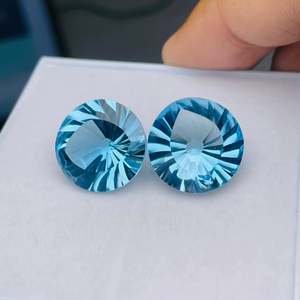 Par de topacios azules naturales, talla redonda, calidad AAA, con brillo AAA, perfectos para pendientes, hechos y pulidos con precisión a precio económico. - Product Image 1