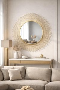 Handmade Gold Sunburst <b>Wall</b> <b>Mirror</b> Decorative <b>Round</b> Metal Frame <b>Mirror</b> for Home Decor gold finish <b>mirror</b> stylish <b>wall</b> decor - Product Image 3