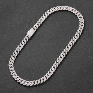 Luxury Iced Out Cuban Link Hip Hop Chain White Gold Finish Classic <b>Statement</b> <b>Necklace</b> for Men Women Everyday Fashion Wear - Product Image 1