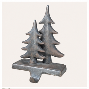 Heavy Duty Cast <b>Iron</b> Christmas Tree Stocking Holder Rustic Antique Brown Mantel Hanger Hook Durable Weighted Base For Holiday - Product Image 1