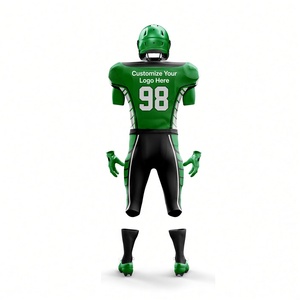 Conjunto de Uniforme de Fútbol Americano Verde Personalizable para Hombre, Manga Corta, Ajustado, con Espacio para Logotipo - Product Image 3