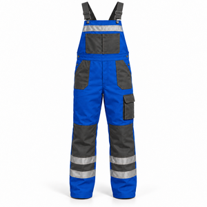 Salopette de travail haute visibilité pour hommes, marque privée, avec bandes réfléchissantes sur les jambes, uniformes de chantier, poches cargo, genouillères renforcées - Product Image 1