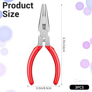 3 Pcs Stainless Steel <b>Needle</b> Nose Pliers 5 Inch Long Nose Side Cutter Spring Jewelry Repair Wire Wrapping <b>Beading</b> Craft Tool Set - Product Image 4