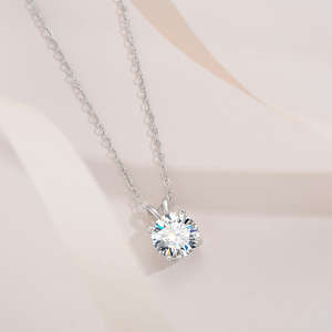 Collar con Colgante de Plata de Ley 925 con Zirconia Cúbica de Corte Brillante de 2 Quilates, Cadena de Eslabones, Regalo de Boda, Compromiso, Fiesta, Moderno - Product Image 6