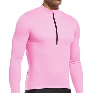 Jersey de Ciclismo de Manga Larga Color Rosa para Carreras MX, Jerseys Deportivos para Descenso, Camisetas de Ciclismo MTB con Cierre de Cremallera de un Cuarto, Jersey de Motocross para Descenso - Product Image 1