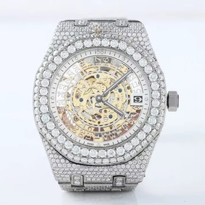 Luxury Mechanical Diamond & Moissanite <b>Watches</b> with Barrel <b>Case</b> and Pointer Dial High Quality Best Selling Indian Supplier - Product Image 2