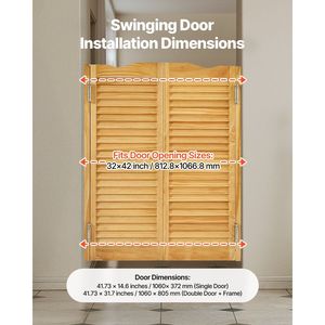 Puertas Francesas Interiores de Madera de Pino Premium con Parte Superior Arqueada de 32'' de Ancho x 42'' de Alto, con Kit de Herrajes para Bisagras, Diseño de Puerta Abatible Estilo Café 2022 - Product Image 5