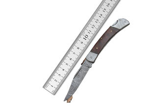 Navaja Plegable de Damasco con Mango de Asta de Ciervo, Navaja de Bolsillo para Exteriores, Navaja Plegable de Acero de Damasco Personalizada con Mango G10 - Product Image 6