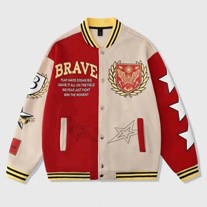 Blouson universitaire en cuir brodé sur mesure pour homme, avec patch en chenille, corps en laine et manches en cuir de vachette, service d'échantillons OEM/ODM disponible en usine - Product Image 2
