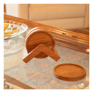 Affordable Wooden Coaster Budget Friendly Wooden Coaster Trendy Home <b>Kitchen</b> Dining <b>Table</b> Protector Stylish Utility With Logo - Product Image 5