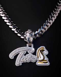 Men's 925 Sterling <b>Silver</b> VVS Moissanite Diamond <b>Initial</b> Logo Charm <b>Pendant</b> Custom Letter Number Name Hiphop Style Jewelry - Product Image 1