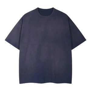 T-shirt Homme Oversize Uni à Manches Courtes Col Rond en Coton Lourd Streetwear Décontracté en Jersey Tricoté 300g - Product Image 5