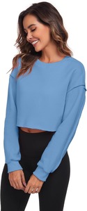 <b>Women</b>’s Casual Crop Sweatshirt Soft Fleece Pullover Long Sleeve Lightweight Comfortable Everyday Streetwear Top - Product Image 4