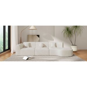 Divano Sezionale Curvo Moderno da 140 Pollici, Set da 3 Pezzi Completamente Assemblato con Chaise Longue in Spugna ad Alta Compressione per Soggiorno - Product Image 4