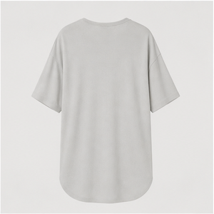 <b>Womens</b> <b>White</b> Crew Neck Elbow Sleeve Oversized Tunic Fit <b>T</b> <b>Shirt</b> WTS-0114 - Product Image 2