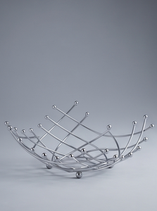 Modern Silver Metal Wire Fruit Storage Basket with Ball Ends Open Bowl Kitchen Tabletop Organizer Stand - Product Image 2