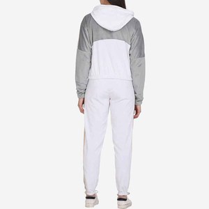 Women Solid Zipper Hooded Streetwear Tracksuit <b>Set</b> Full Sleeve Knitted Cotton Casual Fit <b>2</b> <b>Piece</b> Custom <b>White</b> Gray Beige Winter - Product Image 6