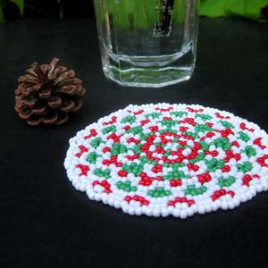 Handmade Bohemian Pearl Beaded Cup Coaster Eco-Friendly Reusable Polyester Cotton Round Coaster - Product Image 4