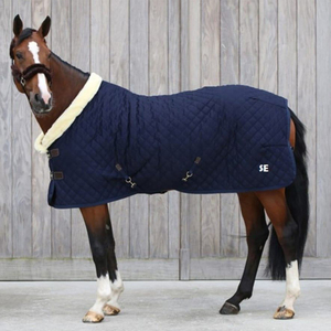 Navy Horse Rug/Blanket Quilted With Fur Sheep Skin Dark Brown Color 100G 200G 300G <b>Filing</b> Polyester Customizable Latest Design - Product Image 1