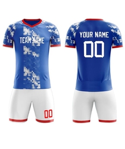 Camiseta de Fútbol Personalizada para Hombre, Malla Azul, 100% Poliéster, Números del Equipo Impresos en Tackle Twill, Manga Corta, Transpirable, Corte Regular - Product Image 2