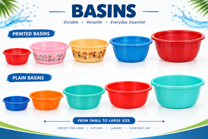 NDURO SS3507 Industrial Grade 16inch Glossy PP Plastic <b>Basins</b> Stackable Design Heavy Duty Multifunction for Mixing Washing - Product Image 3