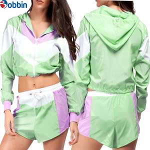 Conjunto corto cortavientos para mujer, nuevo conjunto cortavientos de nailon unisex a la moda, personalizado, con cremallera, elástico e impermeable para mujer - Product Image 6