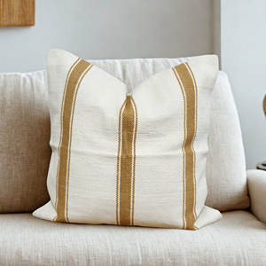 Housses de coussin tissées à rayures texturées personnalisées avec décorations tissées à la main, housses de coussin carrées en jacquard tissé - Product Image 3